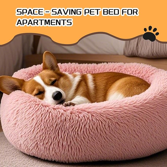 Comfort Donut Dog Bed for Small Dogs, Cat Bed & Pet Bed for Indoor Use, Medium Size with Soft Plush, Round Dog Beds for Large Dogs and Cats