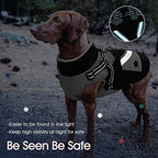 IECOii Dog Coat for Large Dogs Waterproof Dog Winter Jacket with Harness Built in, Black - XXLarge, Thermal Warm Fleece Lined, Reflective Dogs Jackets for Cold Weather Camping, Hiking, Pitbull