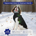 FUAMEY Dog Coat for Large Dogs,Waterproof Dog Winter Jacket with Harness Built in Puppy Cold Weather Coats Reflective Pet Vest with Zipper Warm Fleece Dogs Snowsuit Windproof Solid Black L