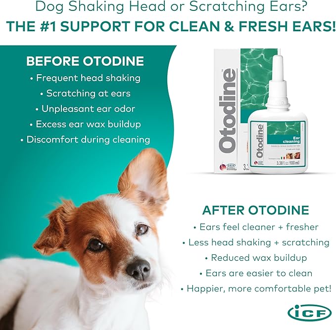 Otodine Dog Ear Cleaner Solution - Veterinary Formula for Itchy Ears, Head Shaking & Scratching - Tris-EDTA Flush for Wax, Debris & Odor - Gentle & Safe for Cats & Puppies - 100ml