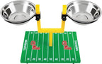 NCAA Mississippi Ole Miss Rebels Goalpost Football Field Dog Feeder – Adjustable Elevated Dog Bowls with Stand, 2 Stainless Steel Bowls, Non-Slip Rubber Feet, Raised Pet Feeder for Large & Small Dogs