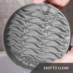 Slow Feeder Dog Bowls, Silicone Food Bowl Anti-Gulping, Pets Puppy Slow Feeder with Suction Cups, Dishwasher Microwave Safe for All Small Medium Dogs, Wave Design Grey