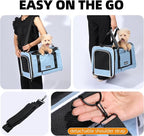 Top Loading Medium Cat Carrier with Privacy Curtain, Delta Approved TSA Pet Travel Crate Suitcase Luggage Sleeve, Soft-Sided Dog Kennel Bag 18x11x11 United Airline Approved Under Seat Blue