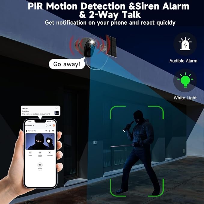 Solar Security Cameras Wireless Outdoor 4Pack, 5G&2.4G WiFi Cameras with Solar Panel,2K Camera for Home Security with AI Detection, Siren,Color Night Vision, 2-Way Talk, IP65, Works/Alexa, Cloud/SD