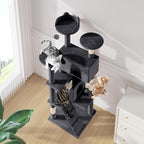 MoNiBloom 70 Inch Cat Tree Tower for Indoor Cats Large Adults, Tall Cat Tower with Scratching Post, Multi-Level Furniture Activity Center with Cat Condo Pet Play House, Smoky Grey