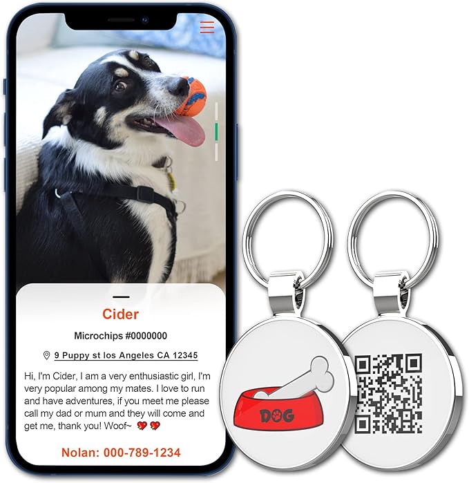 MYLUCKYTAG QR Code Dog Tags - Scan for Instant Pet Location Alert Email