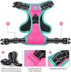 PHOEPET 2019 Upgraded No Pull Dog Harness, Reflective Adjustable Vest, with a Training Handle + 2 Metal Leash Hooks+ 3 Snap Buckles +4 Slide Buckles(XS, Pink)