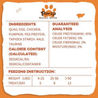 PAWUP Freeze Dried Cat & Dog Treats, Natural Quail Egg Yolk, High Fiber Pumpkin Added, High-Protein Pet Snacks for Coat & Gut Health, 3.5 oz