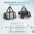 Petsfit Pet Carrier for Large Cats, Cat Carrier for Medium Cats and Puppy up to 20lbs, 4-Sided Breathable Mesh, Escape Proof and Locking Zipper, Sturdy Structure,Grey