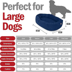 Majestic Pet 40 Inch Suede Shredded Memory Foam Mix Calming Large Dog Bed Washable 40 x 29 x 9 (Inch) - Cozy Soft Round Donut Dog Bed with Spine for Head Support - Pet Bed Navy