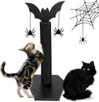 ROYALAY Gothic Cat Scratching Post with 2 Spiders Dangling Toys, Halloween Kitten Furniture for Cats Stuff, Black Halloween Cat Scratcher, Demon Styled Cat Tree for Halloween Decor