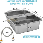 5 Gallon Automatic Dog Water Dispenser, Large Dog Water Bowl Dispenser for Outdoor, Stainless Steel Pet Bowl for Waterer Auto Fill Pet Waterer for Livestock Dogs Cats Chicken Fit 3/4'' GHT Faucet