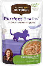 Rachael Ray Nutrish Purrfect Broths Lickable Cat Treats or Topper, Classic Chicken Recipe, Grain Free 1.4 oz. Pouch, 24 Count
