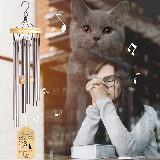 Pet Loss Gifts, Dodosky Personalized Pet Memorial Wind Chime, Pet Memorial Gifts for Cats, Lost Cat Sympathy Gift, Bereavement Remembrance Gifts for Loss of Pet