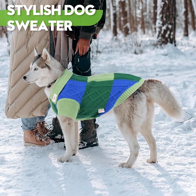 Pullover Dog Sweater,Half Chest Lapel Design Pet Sweaters for Dogs Boys or Girls,Pet Knitted Dog Clothes,Pet Clothing,Suitable for Various Sizes or Breeds Dogs Sweaters(Green XS)