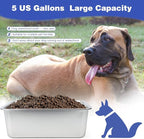 5 Gallons Large Dog Water Bowl, Stainless Steel Metal Dog Bowls, Large Capacity Pet Food Bowl Water Dish for Indoor and Outdoor Universal for Giant Dogs 17.7x13.8x6 Inch