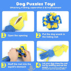 wodoca Squeaky Dog Toy, Dog Puzzle Training Enrichment Crinkle Snuffle Treat Dispensing Stuffed Plush Chew Toys to Keep Them Busy, Interactive Tug of War Doggie Toy for Small Medium Breed - Squid