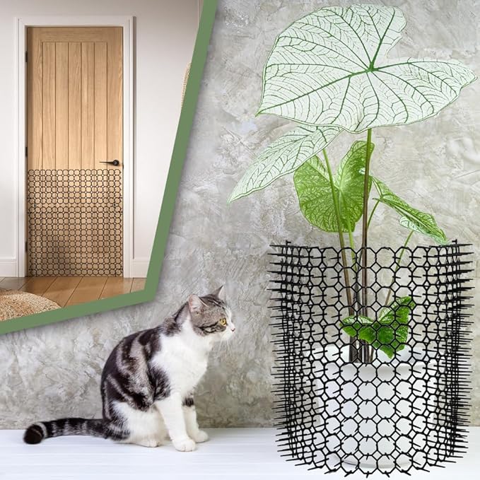 12 Pack Cat Deterrent Mat, 16 x 13 inch Scat Mat with Spikes for Indoor & Outdoor Pet Training, Keep Cats & Dogs Away Protect Plants, Furniture and Countertop