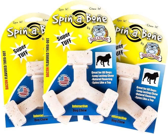 Bullibone Nylon Dog Chew Toy Spin-a-Bone - Interactive Dog Toy, Triggers Natural Instincts, and Improves Oral Health
