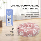 Donut Dog Beds for Small Dogs, Calming Round Cat Beds for Indoor Cats, Cute 3D Textured Flower Pet Bed with Removable Washable Cover and Anti-Slip Bottom（Pink，20"）