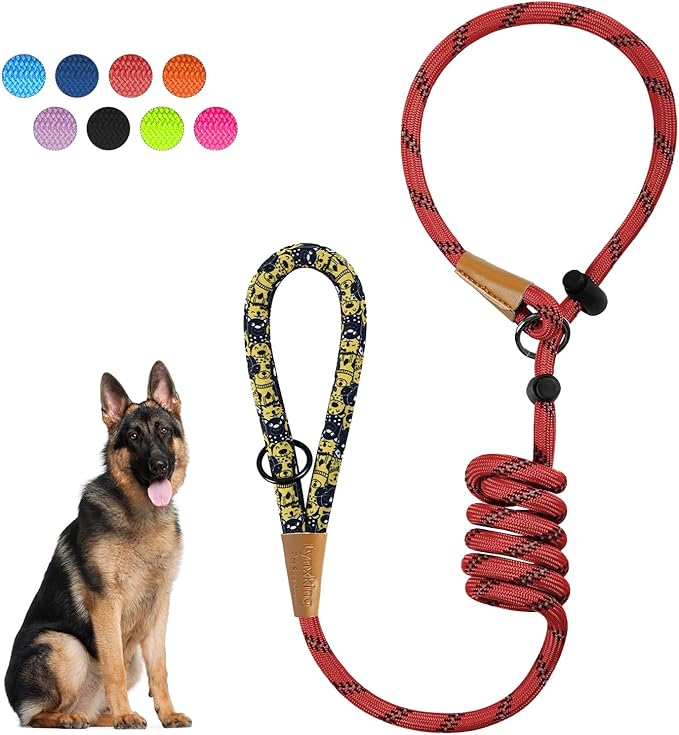 lynxking Slip Lead Dog Leash Reflective, Heavy Duty Comfortable Strong Rope for Large Medium Small Dogs No Pull Pet Training (Red, Large 1/2in x 6ft-Slip Lead)