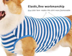 WEONE Dog Shirts Striped Cotton Clothes,Pet Breathable Soft Basic T-Shirt for Small Medium Larg Boy Girl Dogs,Black Blue M