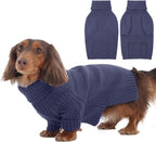 IECOii Dachshund Sweater,Turtleneck Dog Sweater for Small Medium Dogs Girl Boy,Stretchy & Breathable,Warm Knitted Pullover Coat,High Neck Knitwear for Cold Weather Indoor & Outdoor Wear (Blue,M)