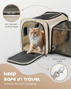 MIDOG Cat Carrier Soft for Small to Medium-Sized Cats,Up to 15 Lbs, TSA Airline Approved Soft Sided Pet Carrier,Collapsible Travel Cat Bag(Beige)