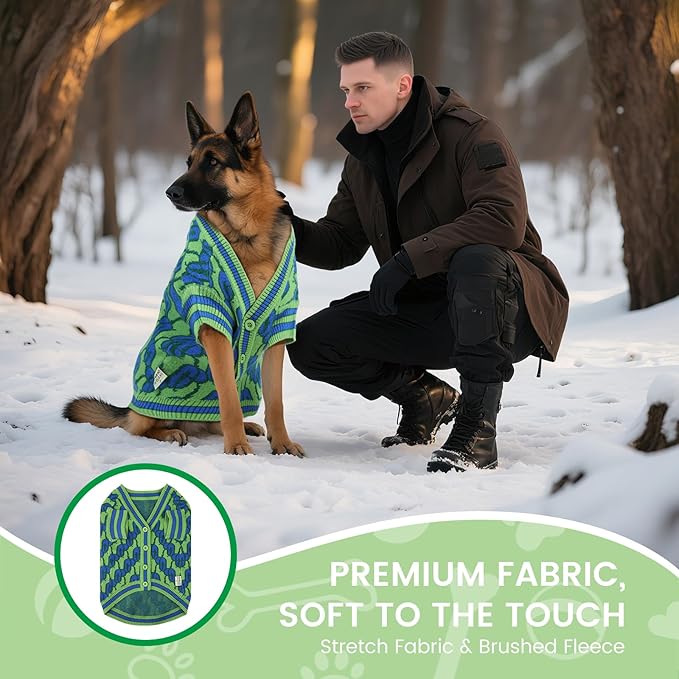 Pet Sweaters for Dogs Boys and Girls, Dynamic Letter Patterned Dog Sweater,Dog Cardigan,Pet Clothes,Pet Knitted Clothing,Fit for Different Seasons and Kinds of Dogs(Green XL)
