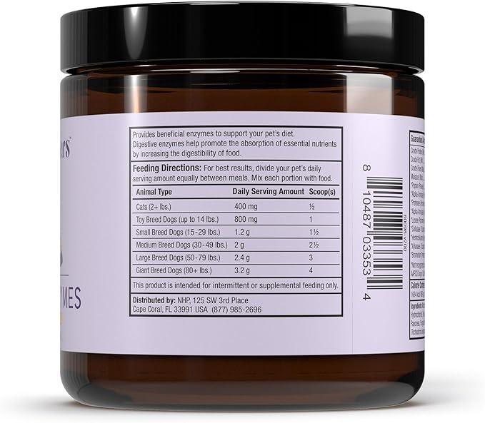 Bark & Whiskers Digestive Enzymes - Supports Kibble Digestion - Veterinarian Formulated - for Dogs & Cats - Non-GMO - 4.23 oz (120 g) - 150 Scoops