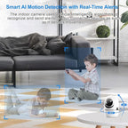 Indoor Security Camera, 5G & 2.4GHz Dog/Puppy/Pet WiFi Security Camera with Phone App, 360° Pan/Tilt Home Cameras Indoor, Smart AI Auto Tracking & Night Vision, US Cloud Storage (2Pack)