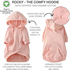 Rocky – The Orginal Lightweight Hooded TEE 100% Organic Cotton Dog Hoodie Pet Coat Sweater for Small, Medium, Large Dogs, Pink, Medium