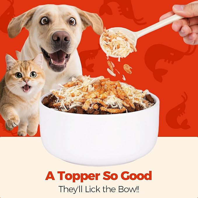 Wellix Dog & Cat Food Topper - Antarctic Krill Treats Freeze Dried Egg Yolk&Chicken Flavor Low Calorie - Cognitive and Skin & Coat Support - Healthy Cat Treats for Indoor Cats