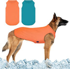 2 Pack Dog Shirts, Ice Pet Vest Dog Clothes for Instant Cooling, Lightweight Breathable Sleeveless T-Shirts for Large Dogs, Peacock Blue+OrangeRed (M)