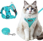 wanheart Cat Harness and Leash Set - Escape Proof Adjustable Breathable Vest for Cats, Soft Mesh Padded Harness with Reflective Strips - Easy Control for Kittens, Indoor & Outdoor Cats (Emerald, L)