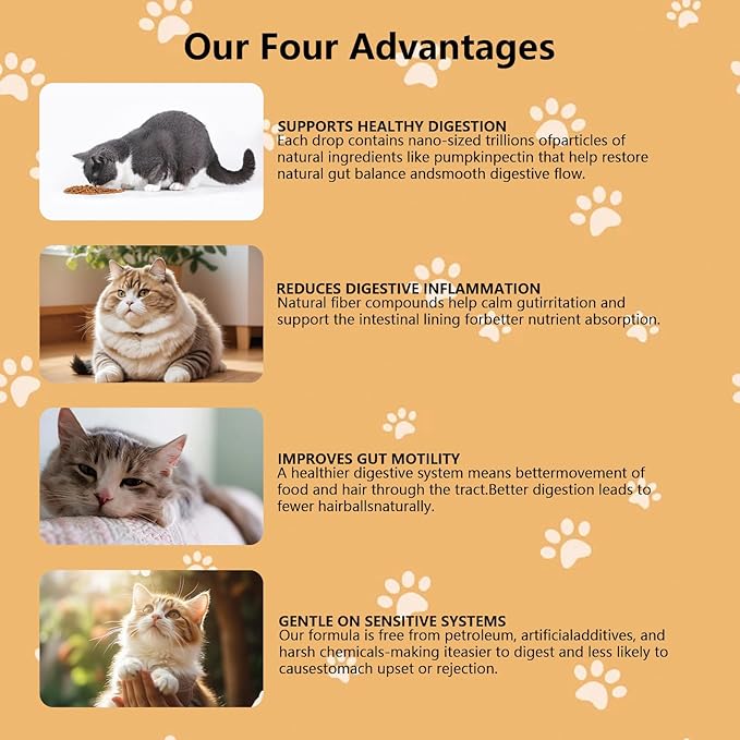 Aura Pets Natural Hairball Drops for Cats, with Vitamins, Aids Hairball Control and Digestive Health (1pcs)