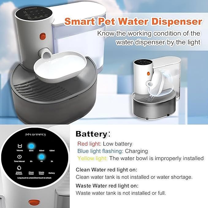 Smart Cat Water Fountain, Filterless 101.5oz/3L Plus Automatic Pet Water Fountain, Wireless Water Dispenser for Cats Inside with Anti-Accidental Touch Mode, Silent Water Pumps and Rechargeable