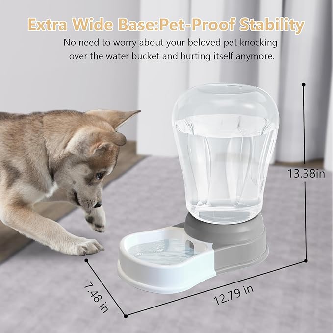 1.58 Gallon Automatic Dog Water Bowl Dispenser, Large Capacity Water Feeder for Cats and Dogs, BPA-Free, 1.58 Gallon Grey