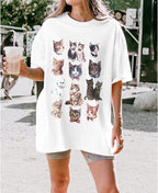 Oversized Cat Shirt Cute Graphic Tees for Women Y2k Funny Tshirts Baggy Aesthetic Shirts Cat Lover Gifts Kawaii Tops