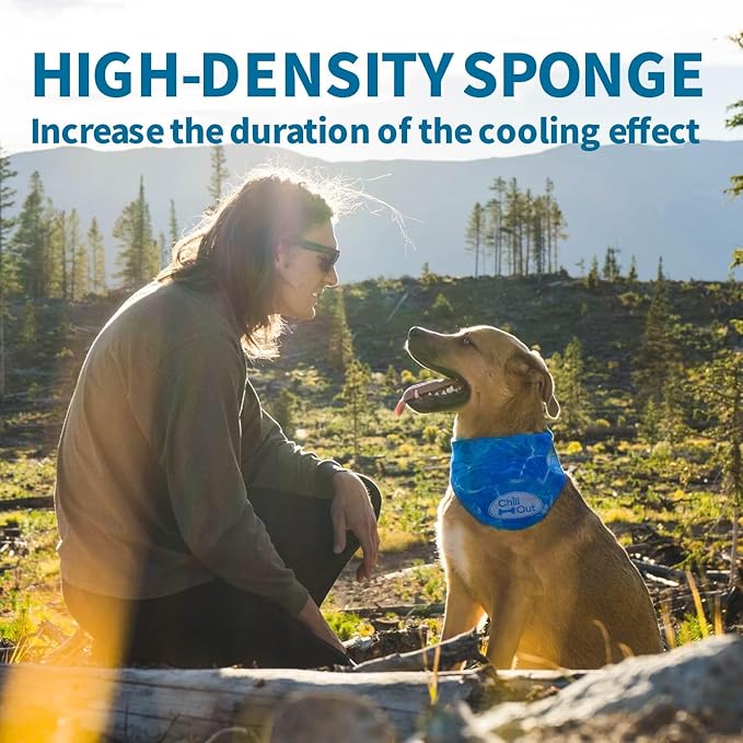 ALL FOR PAWS Dog Cooling Bandana, Cooling Bandanas for Small Dogs, Ice Dog Bandanas, Cooling Neck Wraps for Dogs, Chill Out Blue Neck Cooler (S)