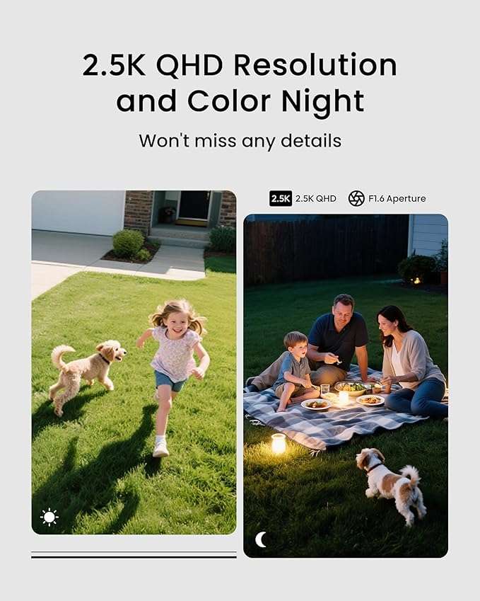 youkey S320 Magnetic Wire-Free Camera 2.5K QHD Security Camera with Dual Band WiFi 6, Built-in 8GB Storage, Color Night Vision, AI Human Pet Detection, IP65, No Monthly Fees