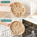 vancasso Ceramic Slow Feeder Dog Bowls, Puzzle Dog Food Bowls with Floral Maze, Anti -Slip Pet Food Dish for Large Breed, 3 Cups, Brown