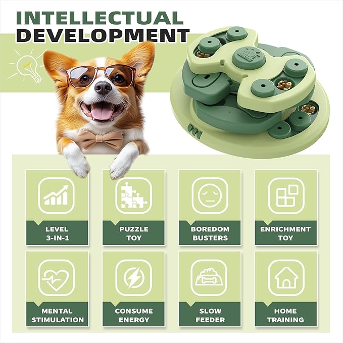 KADTC Dog Puzzle Toy for Small/Medium/Large Dogs Puppy Food/Treat Toys Level 3 in 1 Interactive Mental Stimulation Brain Games Boredom Busters Keep Them Busy Beginner Enrichment Puzzles Toys