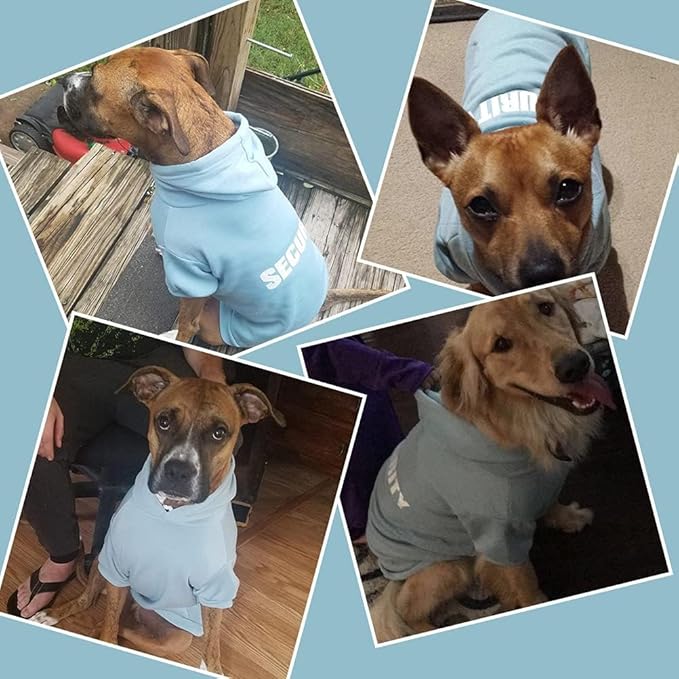 BINGPET Security Dog Hoodies Puppy Sweater Cold Weather Dog Coats Soft Brushed Fleece Pet Clothes Hooded Sweatshirt for Dog Cat