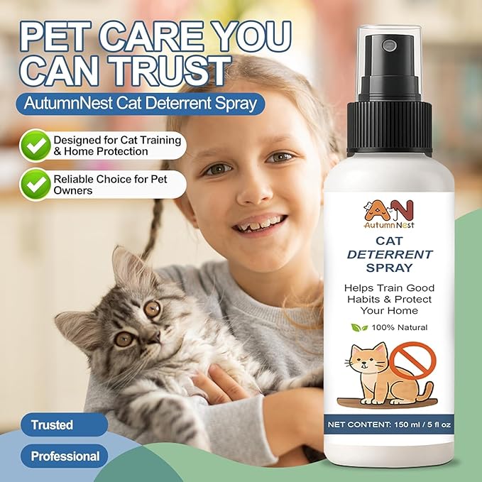 Cat Deterrent Spray – 5 fl.oz / 150ml Indoor & Outdoor Anti-Scratch Training Aid for Cats and Kittens – Non-Toxic Formula with Botanical Extracts – Furniture Protection Spray