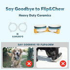 YOBRO Elegant Dog Bowls Set for Small Breeds, Beautiful Ceramic Stone Alike Style, Pet Bowl Set with Wooden Stand, Non-Slip,Modern Food or Water Dishs for Small Size Dogs, Gifts for Dog Owners, Blue