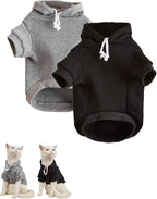 QWINEE Basic Dog Hoodie Sweatshirt Puppy Sweater Warm Cat Costumes Pet Clothes for Chihuahua Puppy Kitten Small Medium Dogs Black and Grey X-Large