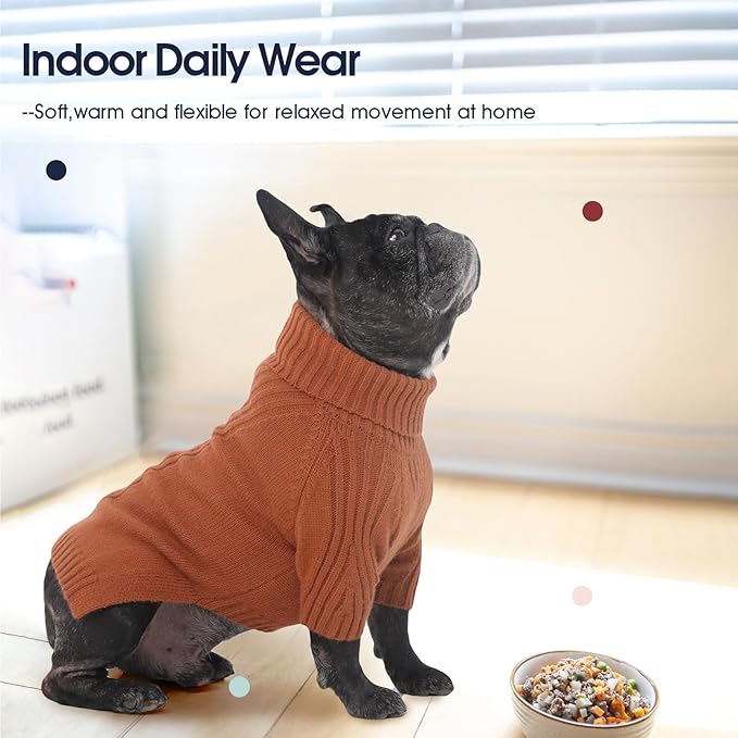 IECOii Dachshund Sweater,Turtleneck Dog Sweater for Small Medium Dogs Girl Boy,Stretchy & Breathable,Warm Knitted Pullover Coat,High Neck Knitwear for Cold Weather Indoor & Outdoor Wear (Caramel, M)