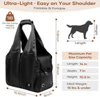 Dog Purse Carrier for Small Dogs, Cats, and Puppies – Soft-Sided Travel Pet Tote Bag with 4 Large Pockets, Foldable, Lightweight, Fits Pets up to 15 lbs, for Travel, Vet, Outings (Black)