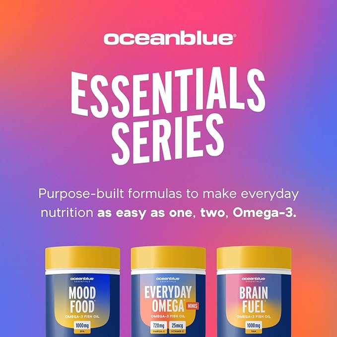 Oceanblue Omega 3 Supplement for Women | Burpless Fish Oil 720mg with Vitamin D3 | Heart Immune Support, Molecularly Distilled Orange Flavor (30 Count One a Day Omega)